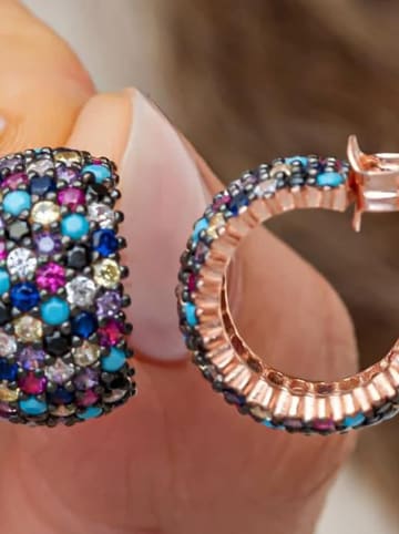 Heliophilia Rosévergulde halfcreolen met edelstenen