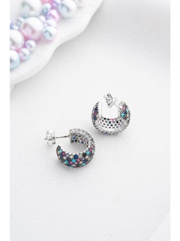 Heliophilia Zilveren halfcreolen met edelstenen