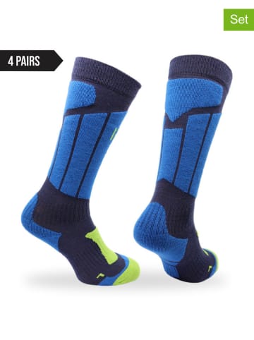 Norfolk 4er-Set: Ski-/ Snowboardsocken in Dunkelblau/ Blau