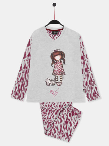 admas Pyjama lichtgrijs/paars