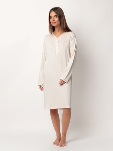 admas Nachthemd "Dots & Flowers" in Creme/ Rosa