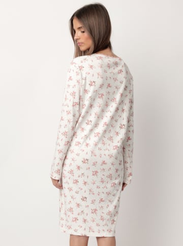 admas Nachthemd "Dots & Flowers" wit/lichtroze