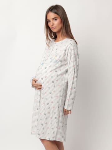 Disney Umstandsnachthemd in Hellgrau/ Weiß