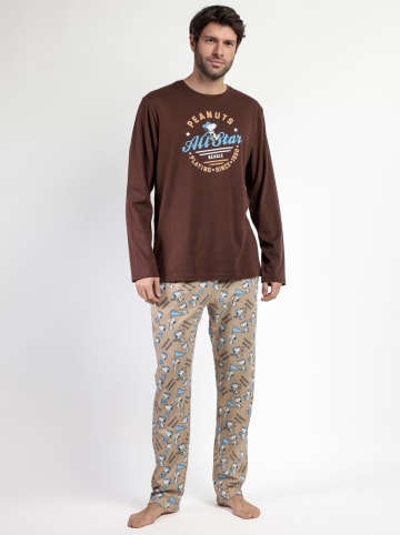 Peanuts Pyjama "Peanuts" in Braun/ Hellbraun