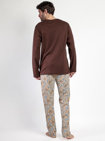 Peanuts Pyjama "Peanuts" bruin/lichtbruin
