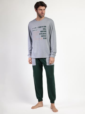 Lois Pyjama "Den1962" in Grau/ Dunkelgrün