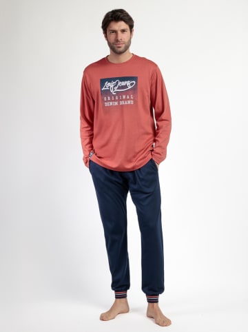 Lois Pyjama "Larga Burnt" koraalrood/donkerblauw