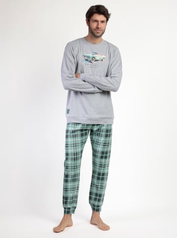 Lois Pyjama "Vintage Car" lichtgrijs/groen