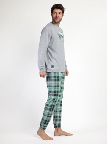 Lois Pyjama "Vintage Car" lichtgrijs/groen