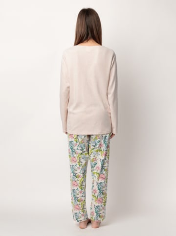 admas Pyjama "Autumn Garden" beige/groen
