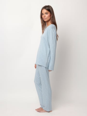 admas Pyjama "Larga Pico Moons" lichtblauw