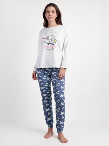 Peanuts Pyjama "Peanuts" wit/donkerblauw
