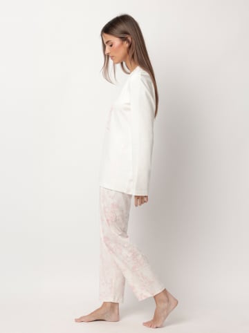 admas Pyjama "Toile De Jouy" wit/lichtroze