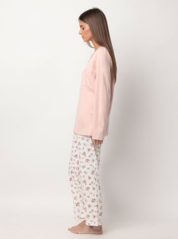 admas Pyjama "Dots & Flowers" lichtroze/wit