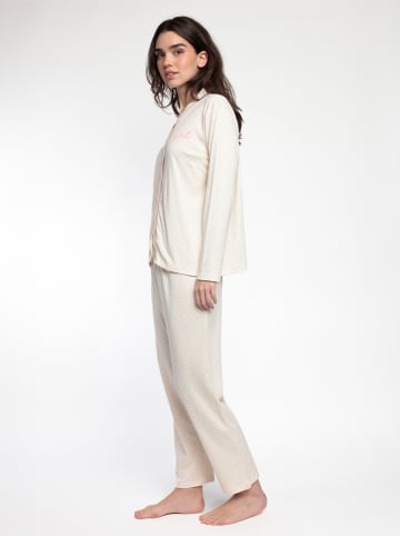 admas Pyjama "Dots & Flowers" in Creme
