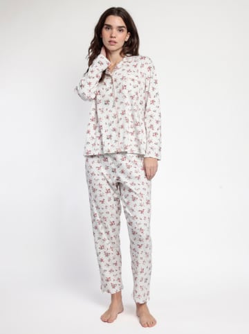 admas Pyjama "Dots & Flowers" wit/roze