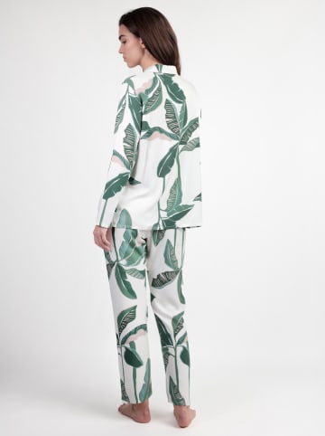 admas Pyjama "Luxury" wit/groen