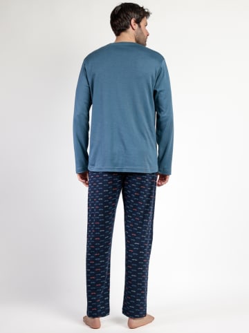 admas Pyjama "Road race" blauw/donkerblauw