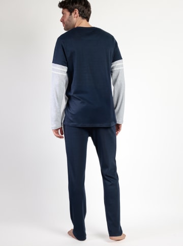 admas Pyjama "Stay at home" donkerblauw/grijs