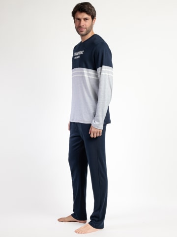 admas Piżama "Stay at home" w kolorze granatowo-szarym