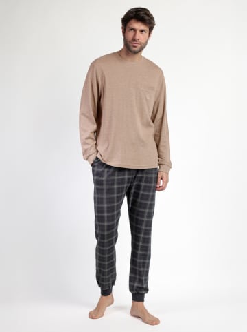 admas Pyjama "Classic" camel/zwart