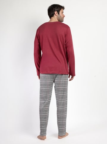 admas Pyjama in Beere/ Schwarz