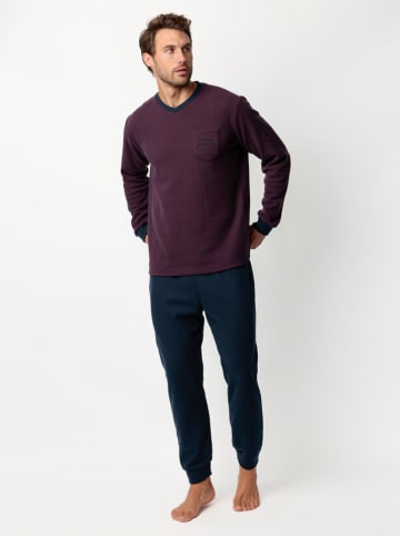 admas Pyjama "Magnific" bordeaux/donkerblauw