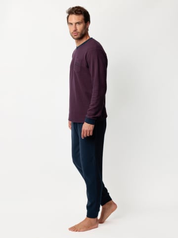 admas Pyjama "Magnific" bordeaux/donkerblauw