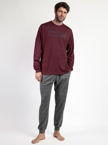 admas Pyjama "Stay at home" bordeaux/zwart