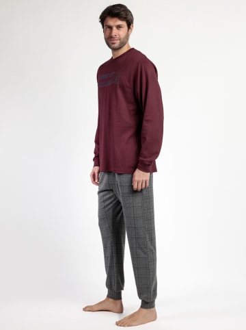 admas Pyjama "Stay at home" bordeaux/zwart
