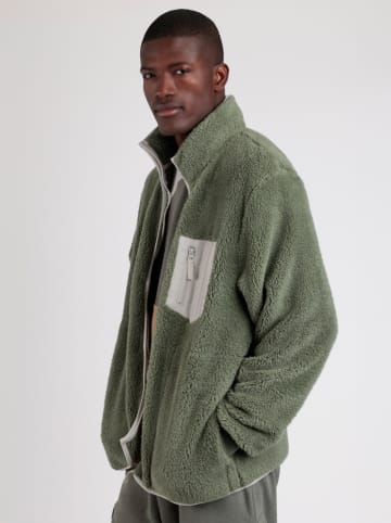 admas Fleece vest "New plan" donkergroen