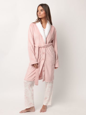 admas Szlafrok w kolorze biało-jasnoróżowym