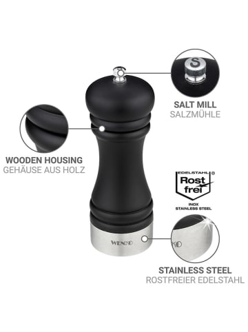 Wenko Zoutmolen "Sali" zwart/zilverkleurig - (H)17,5 x Ø 5 cm