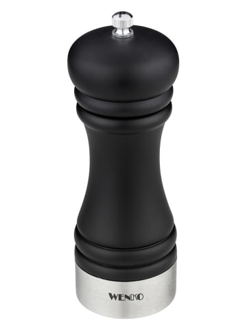 Wenko Młynek "Sali" w kolorze srebrno-czarnym do pieprzu - wys. 17,5 x Ø 5 cm