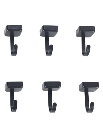 Wenko 6-delige set: magneethaken zwart - (B)2 x (H)3,9 x (D)2 cm