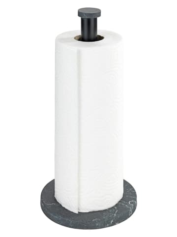 Wenko Keukenrolhouder "Marmor" zwart - (H)32 x Ø 15 cm