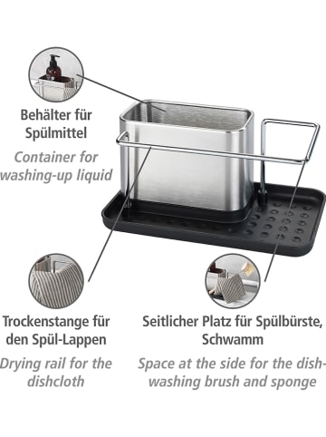 Wenko Organizer "Orio" w kolorze srebrno-czarnym do mycia naczyń - 21 x 10,5 x 12 cm