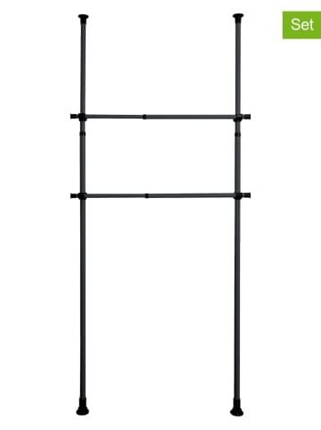 Wenko 2-delige set: kledingstangen "Herkules" zwart - (L)120 cm