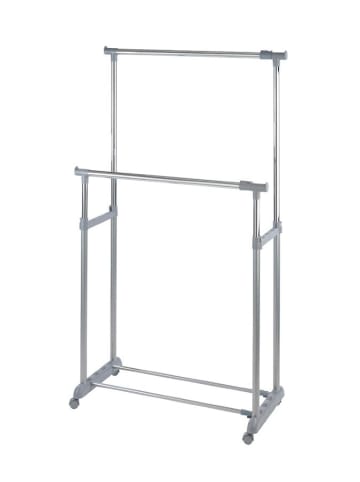 Wenko Kleiderständer "Twin Bars" in Grau/ Chrom - (B)163 x (H)168 x (T)44 cm