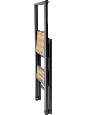 Wenko Huishoudtrap met 2 treden zwart/lichtbruin - (B)44 x (H)94 x (D)51 cm