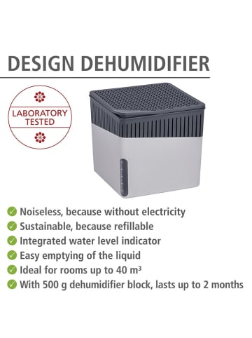 Wenko Luchtontvochtiger "Cube" grijs - (B)13 x (H)13 x (D)13 cm