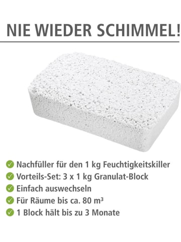 Wenko 3-delige set: luchtontvochtiger navulverpakkingen, 3x 1 kg