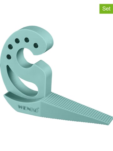 Wenko Blokady (2 szt.) "Multi-Stop" w kolorze miętowym do drzwi - 12 x 8 x 2,5 cm