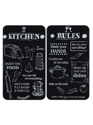 Wenko 2-delige set: afdekplaten voor fornuis ''Kitchen Rules'' zwart - (L)30 x (B)52cm