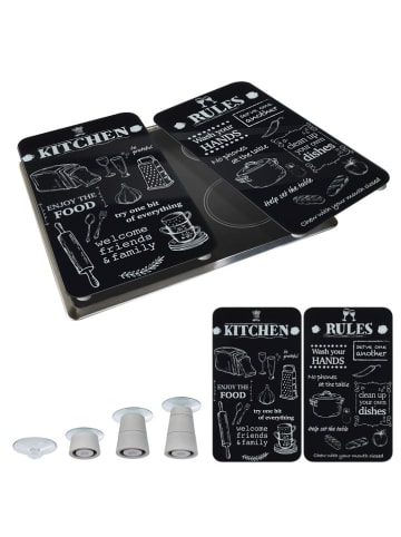 Wenko 2-delige set: afdekplaten voor fornuis ''Kitchen Rules'' zwart - (L)30 x (B)52cm