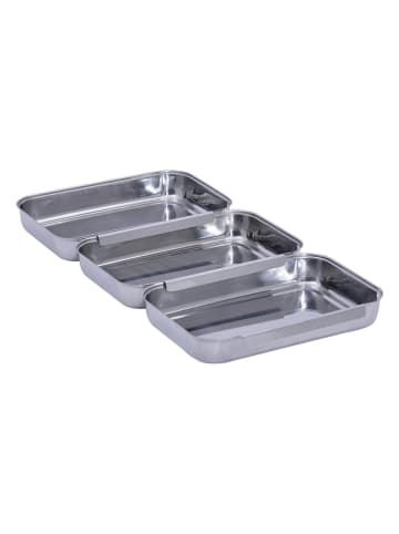 Wenko 3-delige set: voorraadpotten zilverkleurig - (B)15,7 x (H)3,2 x (D)22 cm