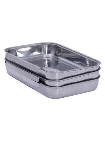 Wenko 3-delige set: voorraadpotten zilverkleurig - (B)15,7 x (H)3,2 x (D)22 cm