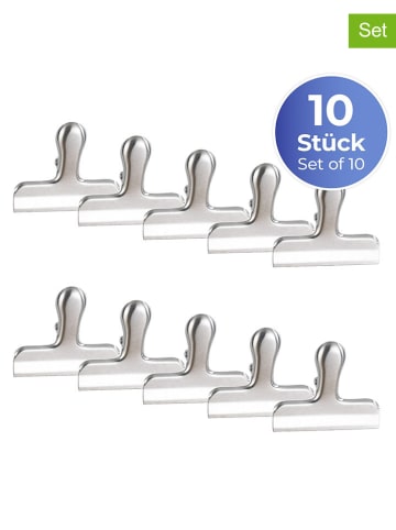 Wenko 10-delige set: sluitklemmen zilverkleurig - (B)7,6 x (H)6,3 cm