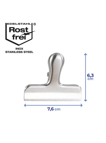 Wenko 10-delige set: sluitklemmen zilverkleurig - (B)7,6 x (H)6,3 cm