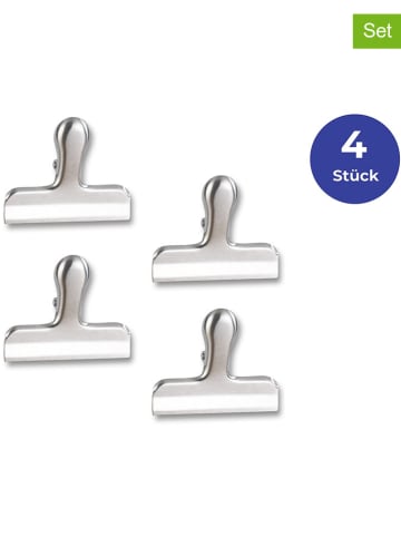 Wenko 4-delige set: sluitklemmen zilverkleurig - (B)6,3 x (H)7,6 cm